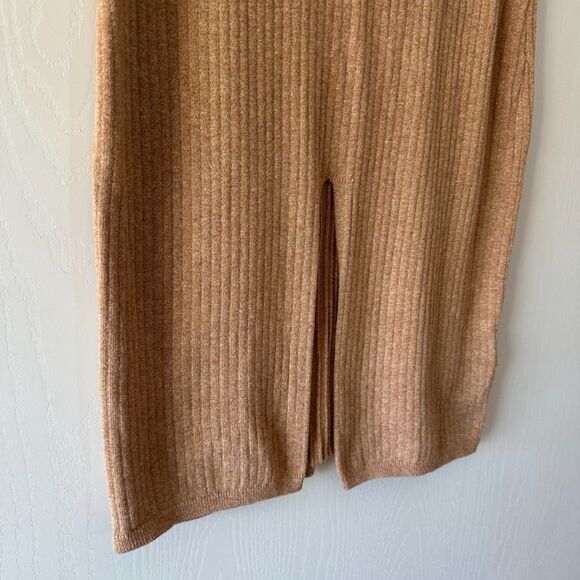 Free People Womens Skyline Ribbed Midi Skirt Tan Cocoa Heather Size Large - Picture 4 of 6